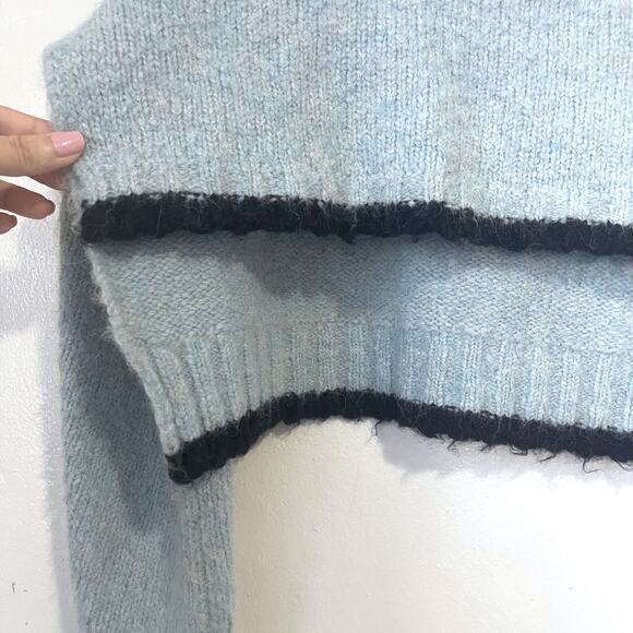 SANDY LIANG Alpaca Wool Blend Cropped Turtleneck Sweater in Blue Size 2 - Picture 7 of 13